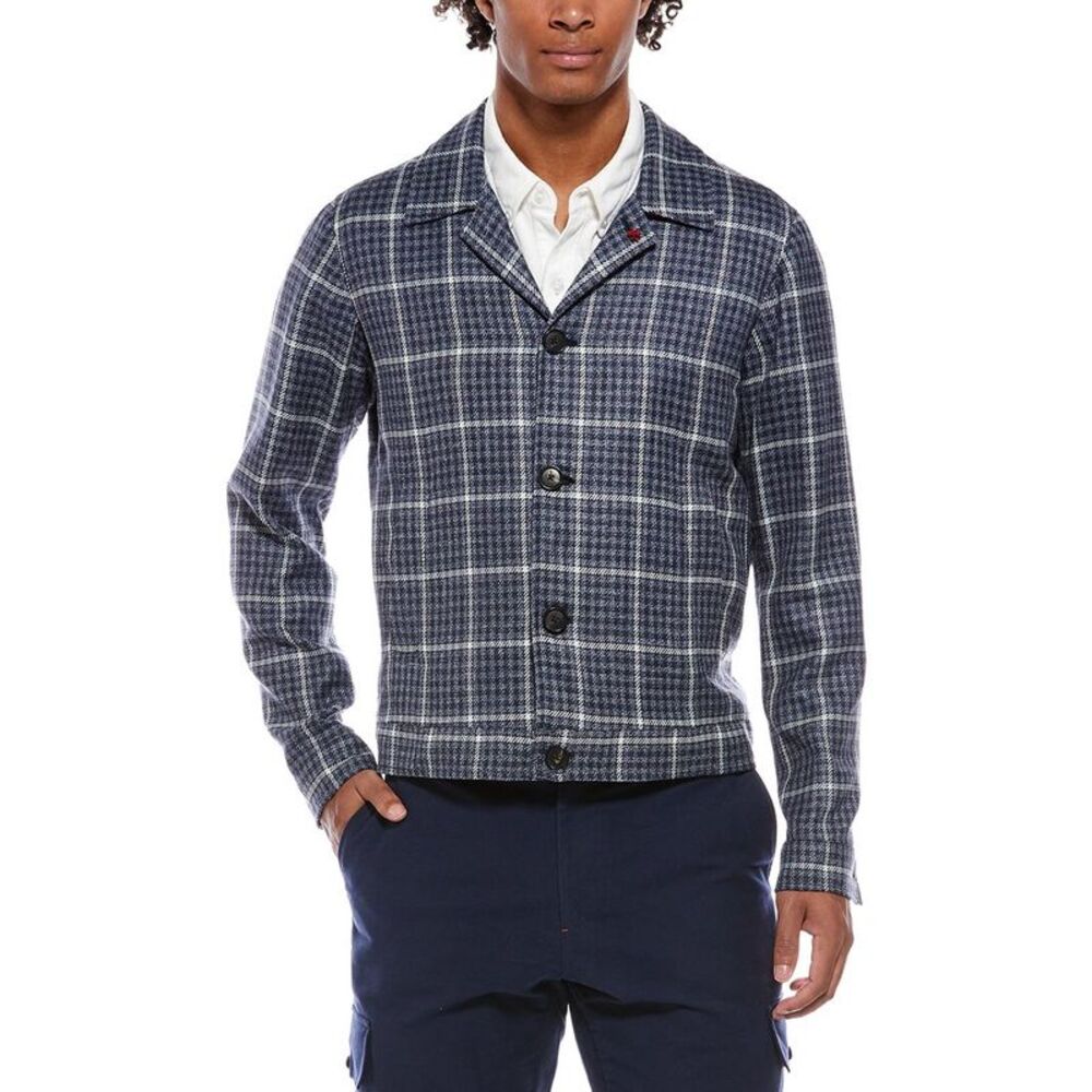 Isaia Mens  Portofino Wool, Silk & Linen-Blend Jacket, Blue